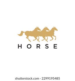 logo of three running horses in golden color