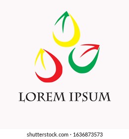 
logo three simple flower buds in red yellow and green