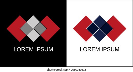 Logo of three squares forming diamonds on black and white background.