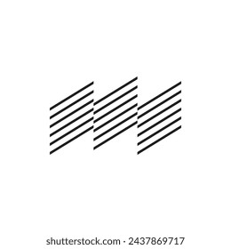 Logo three strip black with blank background