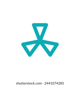 Logo three triangle propeller or windmill with blank background