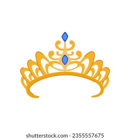 logo tiara cartoon. gold diamond, beauty silver, prince luxury logo tiara sign. isolated symbol vector illustration