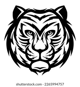 Logo Tiger Head design vector illustration black and white isolated background