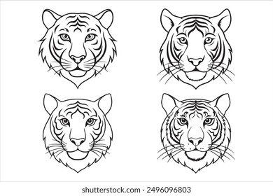 Logo tiger head modern silhouette vector white background
