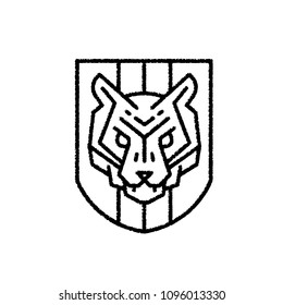 Logo of tiger lines on the shield on a white background