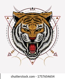 Logo Tiger Vector. Tiger head illustration. design for T shirt , mascot, logo team, sport, metal printing, wall art, sticker