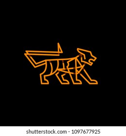 The logo of a tiger with yellow lines on a black background
