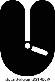 Logotipo con tiempo y letra alfabeta U en color negro
