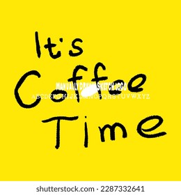 Tiempo del logotipo para tomar el dibujo del boceto de café. Doodle hecho a mano