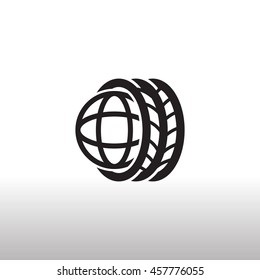 Logo tires icon Flat .