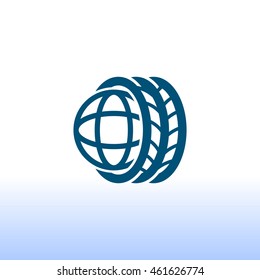 Logo tires icon Flat .
