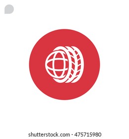 Logo tires icon Flat .