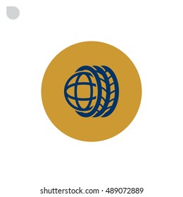 Logo tires icon Flat .