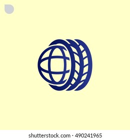 Logo tires icon Flat .