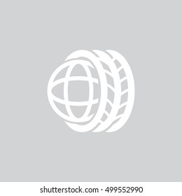 Logo tires icon Flat .
