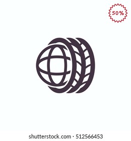 Logo tires icon Flat .