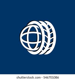 Logo tires icon Flat .