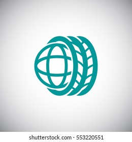 Logo tires icon Flat .