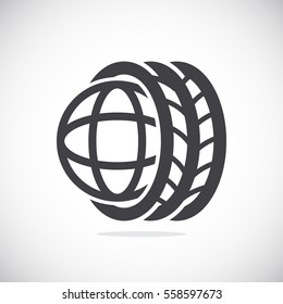 Logo tires icon Flat .