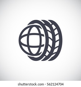 Logo tires icon Flat .