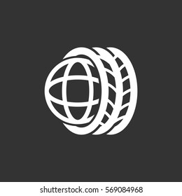 Logo tires icon Flat .