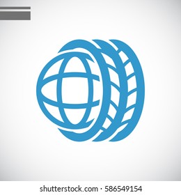 Logo tires icon Flat .
