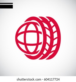 Logo tires icon Flat .