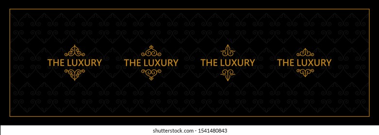 Logo Or Title Text With The Vintage Ornament Luxury Design Vector Set