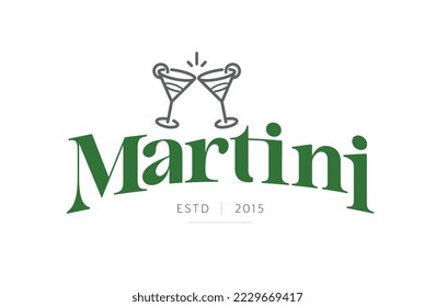 Logo of toasting martini glasses for bars.