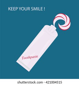 logo toothpaste bright graphic isolated modern creative art illustration inscription Keep your smile vector blue background