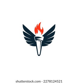 Logo with torch and wings