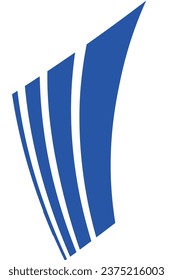 Logo of a tower made of lines, blue lines, blue logo, tower