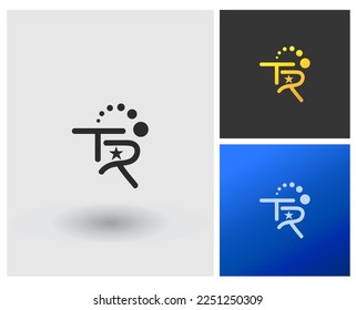 Logo TR Letter shape initial monogram style with star