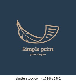 Logo For Traditional Printing On Old Machines. Book Publishing, Copywriting, Journalism. Writer, Stationary Logotype Concept Icon.