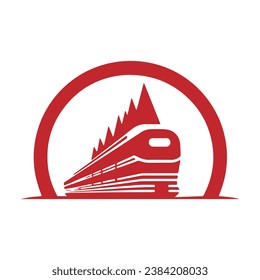 Un logo del tren en el icono del tranvía circular metro silueta vector diseño aislado