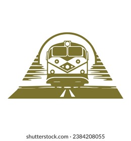 Un logotipo de tren, icono de tranvía metro silueta vector diseño aislado