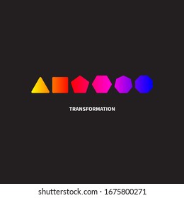 Logo transform, transformation, evolution icon, development, growth sign, coaching symbol, change idea, business metaphor, vector graphic design