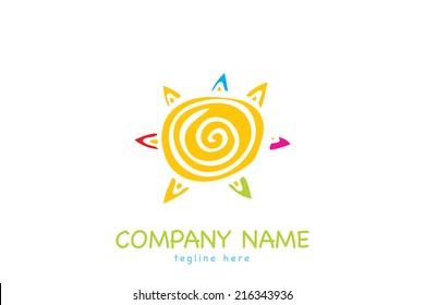 logo travel creative company fun creative vector stamp design template logo travel creative company fun tour abstract holiday sign tropical ocean sun business sea tropic art offshore rays radiate radi