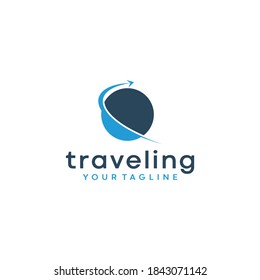 logo for traveling by plane and earth that reflects a pleasant journey