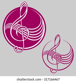 Logo with treble clef, easy to replace colors. 