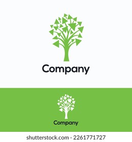 Сompany logo. Tree arrow green logo template. Career search sign.