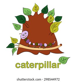 Logo tree and caterpillar. Children's drawing. EPS10 vector illustration.