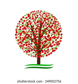 logo. A tree with cherry on a white background