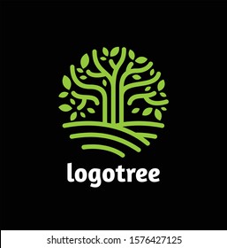 logo tree circle shape. symbol, icon, label template. - vector