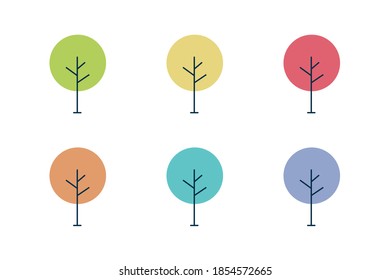 logo tree. collection of icons with a round crown. different season. vector illustration. natural element.