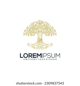 logo tree and Drops or water combined with a tree. logo design Premium Vector. Root Of The Tree logo illustration. Vector silhouette of a tree.