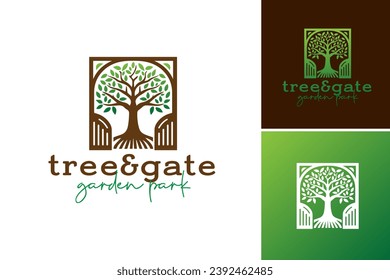 The Logo for Tree gate Garden logo design template. This asset is suitable for businesses in the gardening, landscaping, or horticulture industry.