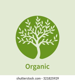 logo tree, green circle. Plant, nature, ecology. Growing business concept Vector logo design template.