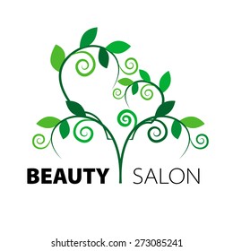 logo tree heart of green leaves in the beauty salon