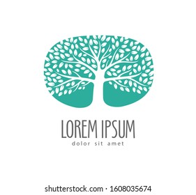 Logo tree or label. Environment, ecology, nature vector illustration